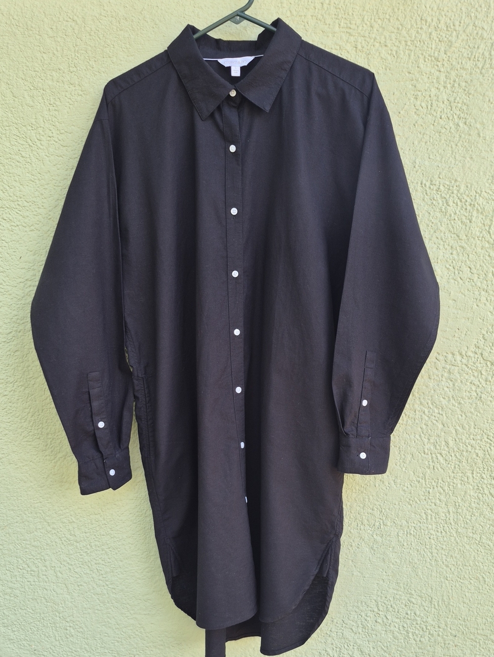 Crown & Ivy (India) Ladies Black Cotton/Linen Blend Longline Button-Up Big Shirt